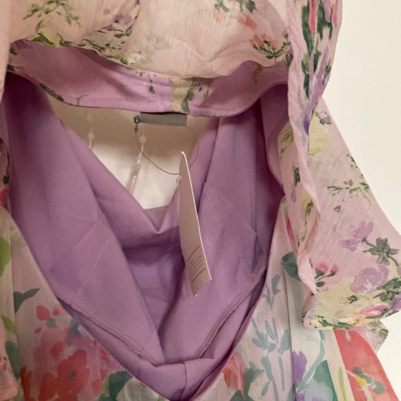 Strapless lavender floral print jumpsuit sz 10 - Picture 4 of 9